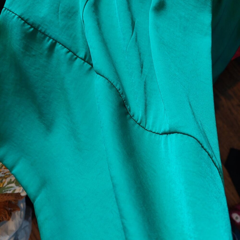 Banana Republic Size 2 Colorblock Elegant Emerald Green Formal Patio Dress - Picture 16 of 17